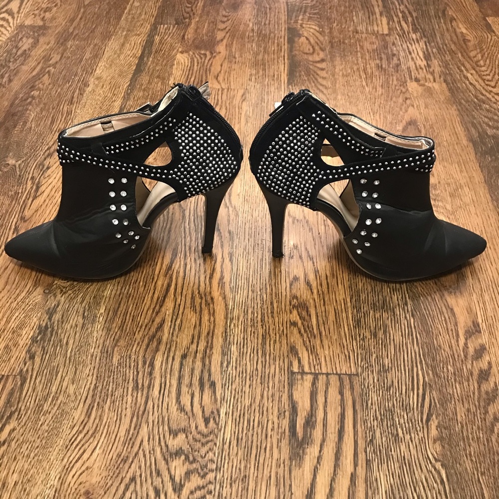 Black rhinestone embellished heels